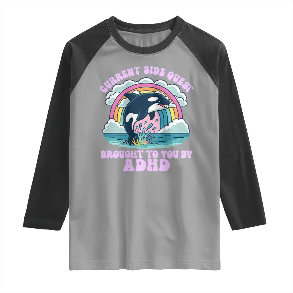 Side Quest ADHD Raglan Shirt Funny Neurodivergent Meme - Wonder Print Shop