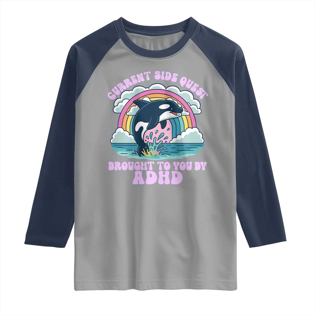 Side Quest ADHD Raglan Shirt Funny Neurodivergent Meme - Wonder Print Shop