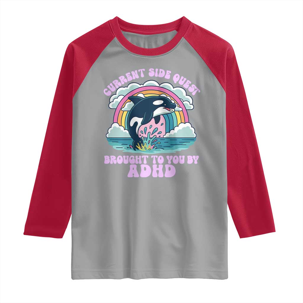 Side Quest ADHD Raglan Shirt Funny Neurodivergent Meme - Wonder Print Shop