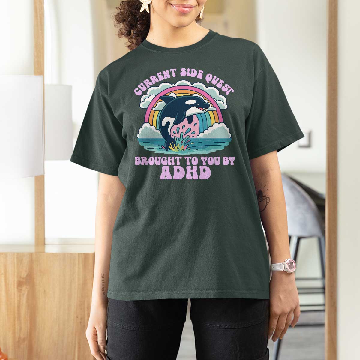 Side Quest ADHD T Shirt For Women Funny Neurodivergent Meme - Wonder Print Shop