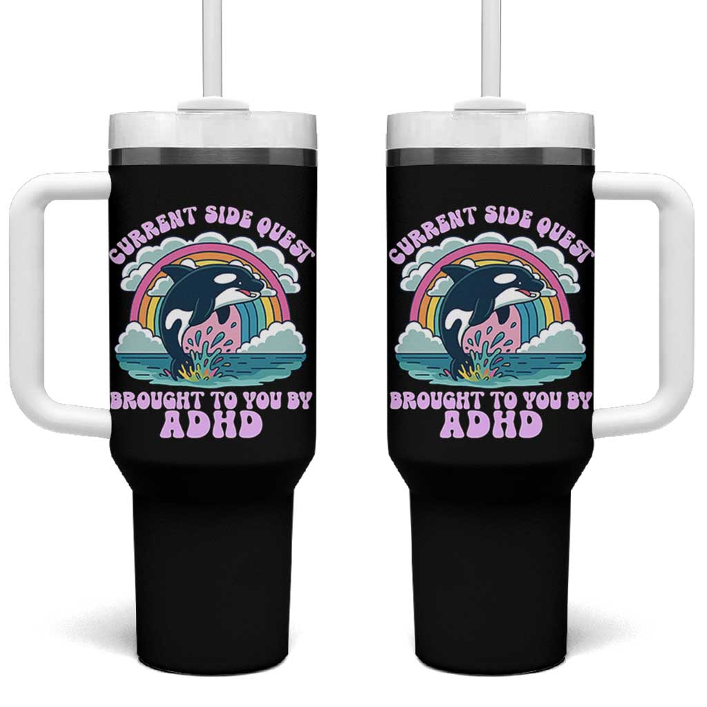 Side Quest ADHD Tumbler With Handle Funny Neurodivergent Meme - Wonder Print Shop
