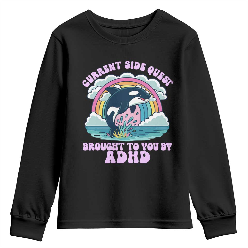 Side Quest ADHD Youth Sweatshirt Funny Neurodivergent Meme - Wonder Print Shop