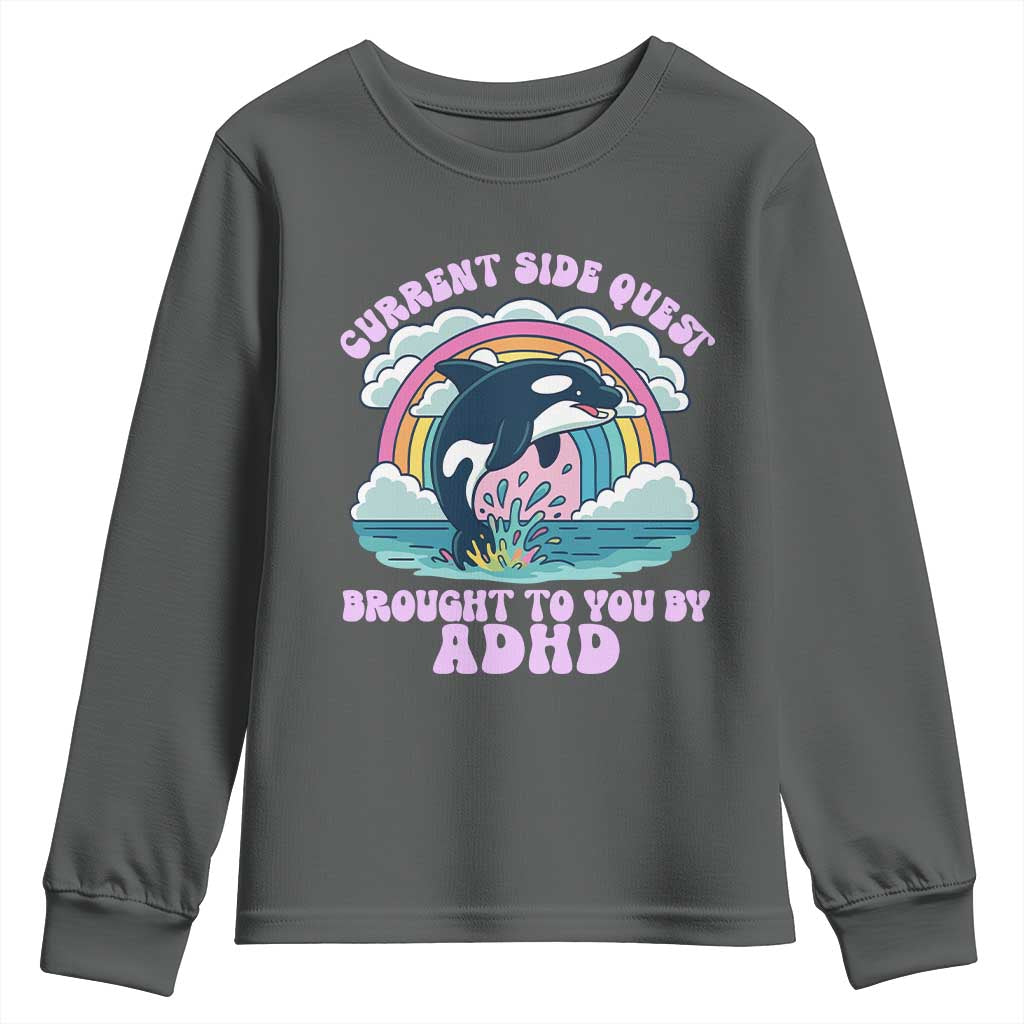 Side Quest ADHD Youth Sweatshirt Funny Neurodivergent Meme - Wonder Print Shop