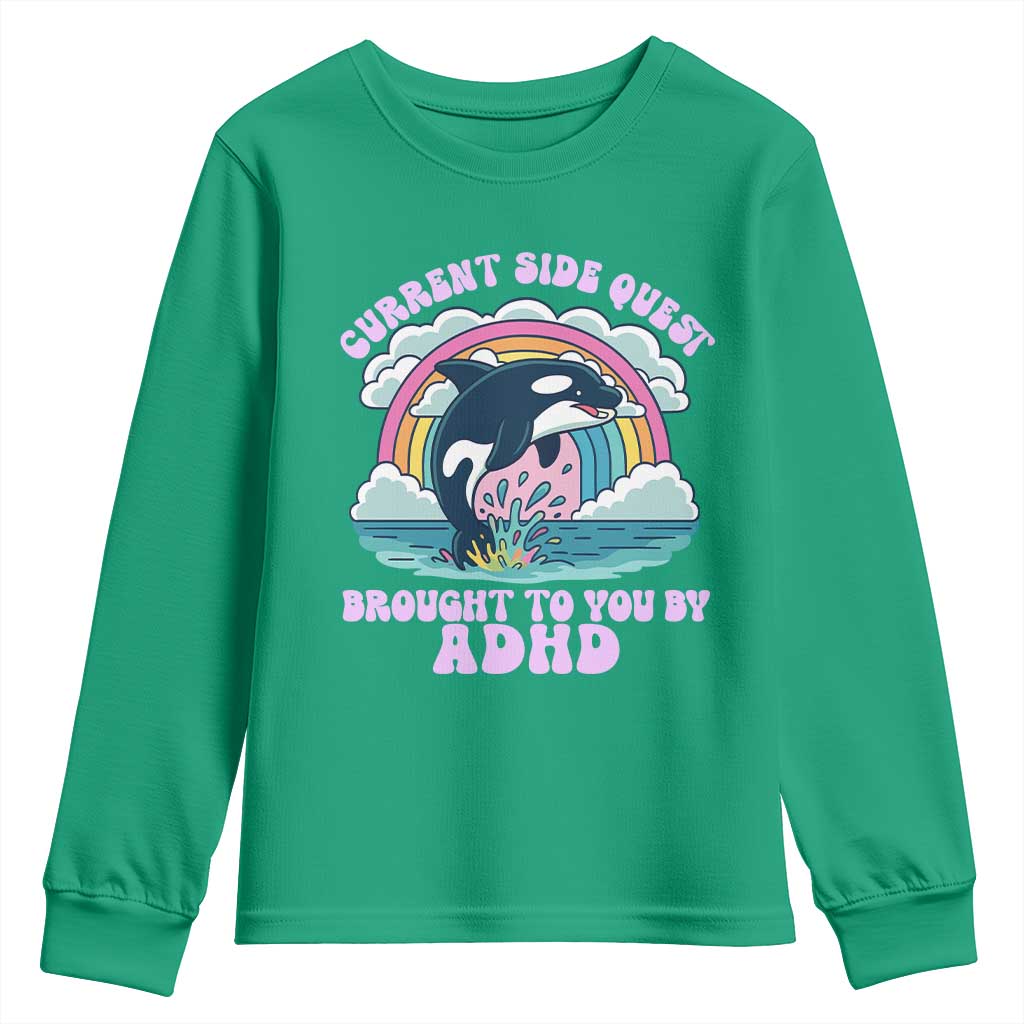 Side Quest ADHD Youth Sweatshirt Funny Neurodivergent Meme - Wonder Print Shop