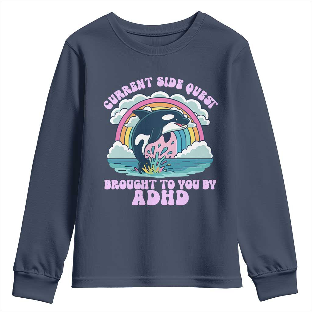 Side Quest ADHD Youth Sweatshirt Funny Neurodivergent Meme - Wonder Print Shop