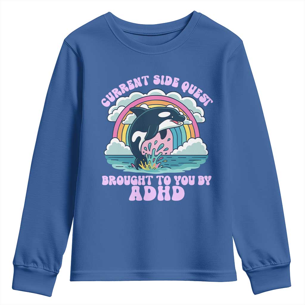 Side Quest ADHD Youth Sweatshirt Funny Neurodivergent Meme - Wonder Print Shop