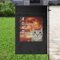 ADHD Cat Meme Garden Flag Funny Kitty Flames Neurodivergent Gen Z - Wonder Print Shop