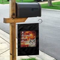 ADHD Cat Meme Garden Flag Funny Kitty Flames Neurodivergent Gen Z - Wonder Print Shop