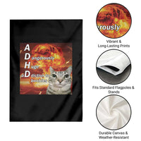 ADHD Cat Meme Garden Flag Funny Kitty Flames Neurodivergent Gen Z - Wonder Print Shop