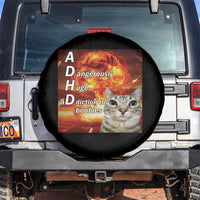 ADHD Cat Meme Spare Tire Cover Funny Kitty Flames Neurodivergent Gen Z - Wonder Print Shop