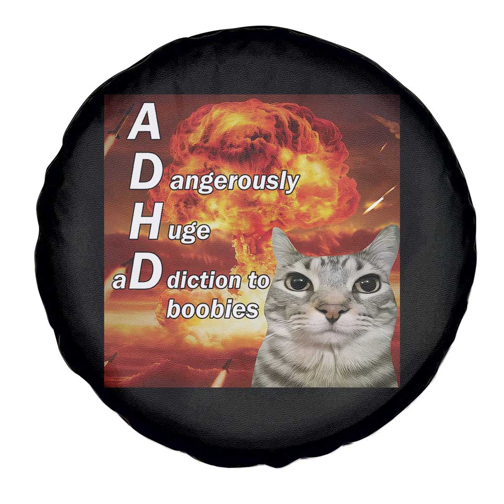 ADHD Cat Meme Spare Tire Cover Funny Kitty Flames Neurodivergent Gen Z - Wonder Print Shop