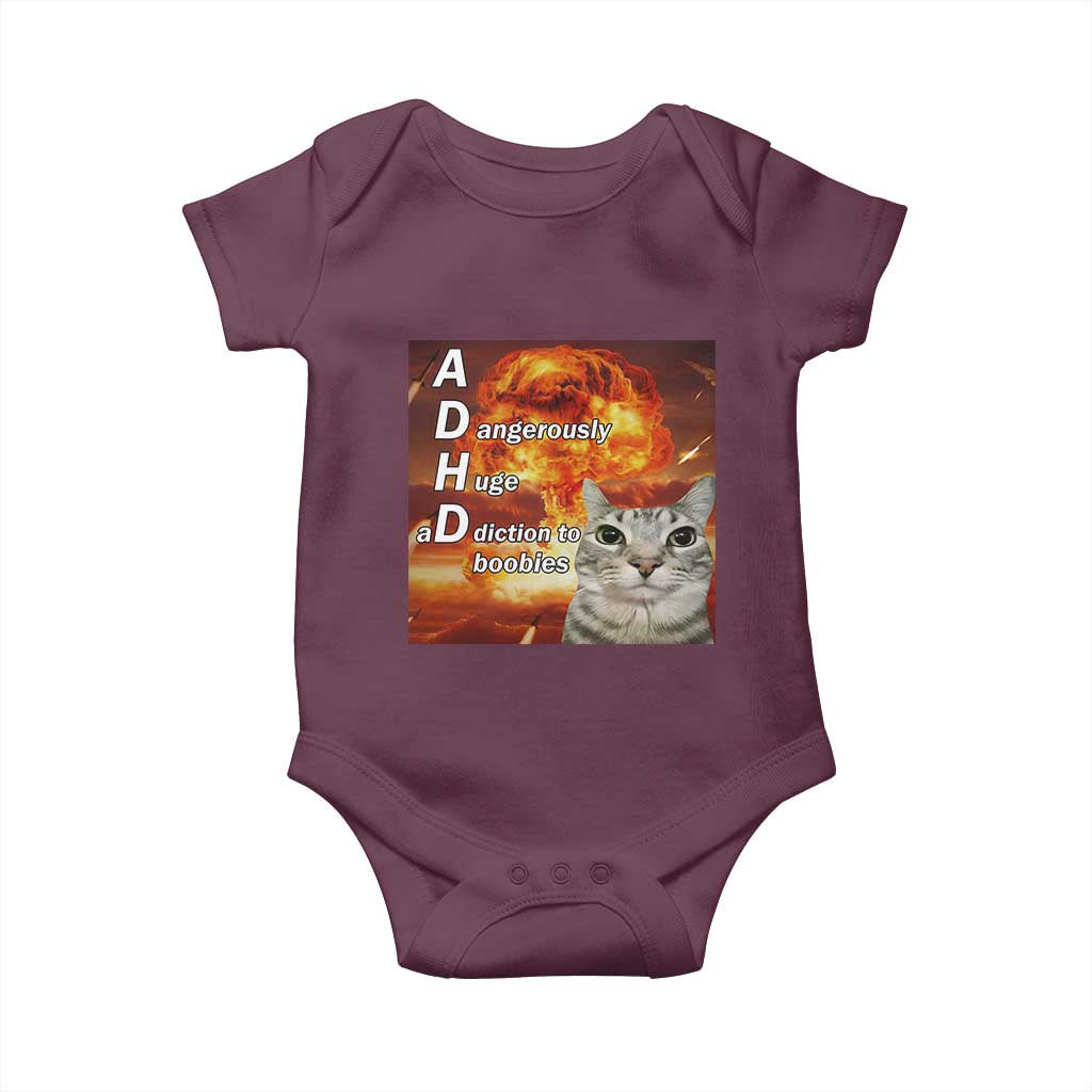 ADHD Cat Meme Baby Onesie Funny Kitty Flames Neurodivergent Gen Z - Wonder Print Shop