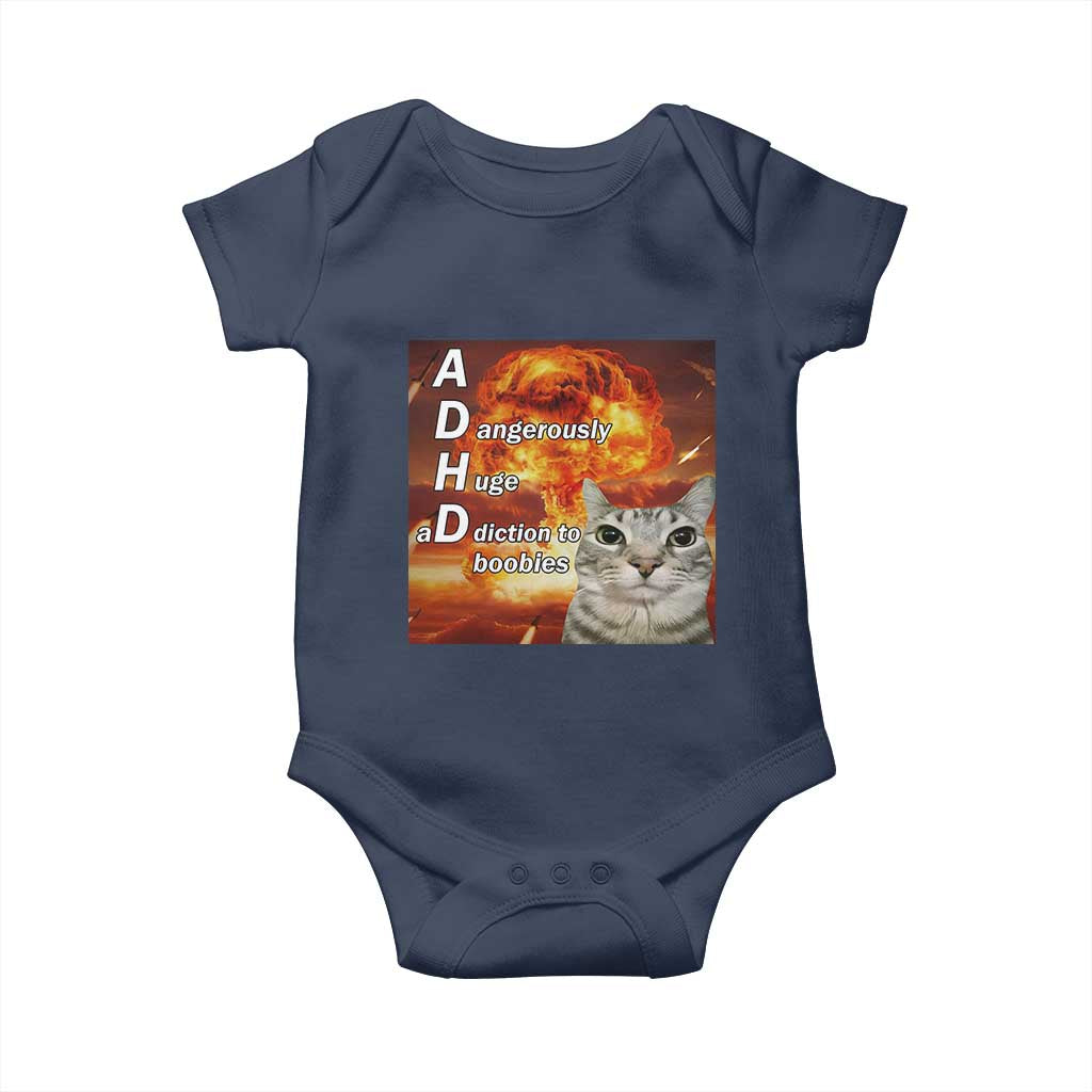 ADHD Cat Meme Baby Onesie Funny Kitty Flames Neurodivergent Gen Z - Wonder Print Shop