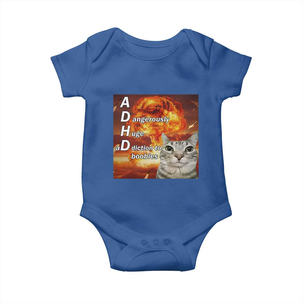 ADHD Cat Meme Baby Onesie Funny Kitty Flames Neurodivergent Gen Z - Wonder Print Shop