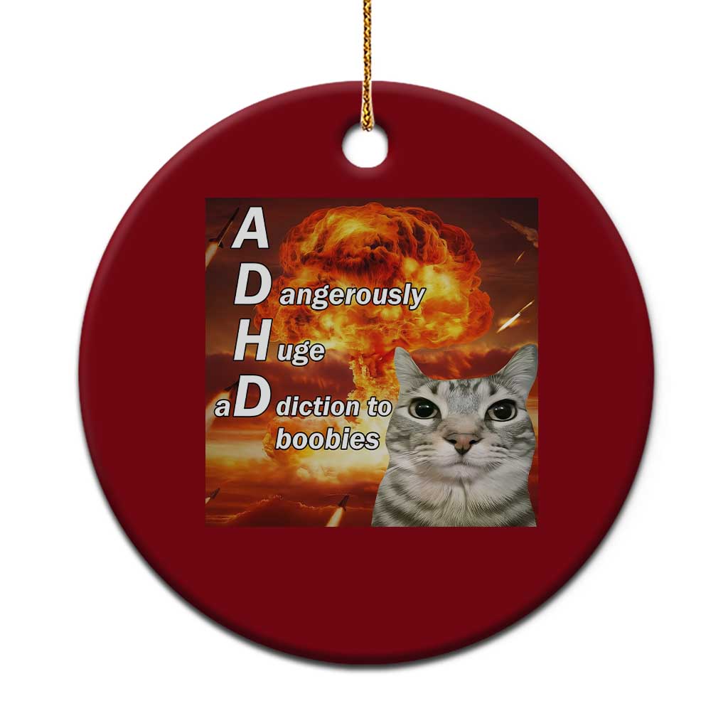 ADHD Cat Meme Ceramic Ornament Funny Kitty Flames Neurodivergent Gen Z - Wonder Print Shop
