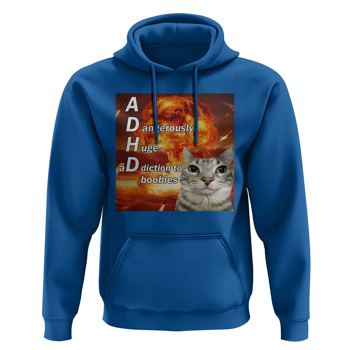 ADHD Cat Meme Hoodie Funny Kitty Flames Neurodivergent Gen Z - Wonder Print Shop
