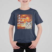 ADHD Cat Meme T Shirt For Kid Funny Kitty Flames Neurodivergent Gen Z - Wonder Print Shop