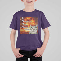 ADHD Cat Meme T Shirt For Kid Funny Kitty Flames Neurodivergent Gen Z - Wonder Print Shop
