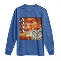 ADHD Cat Meme Long Sleeve Shirt Funny Kitty Flames Neurodivergent Gen Z - Wonder Print Shop
