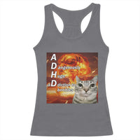 ADHD Cat Meme Racerback Tank Top Funny Kitty Flames Neurodivergent Gen Z - Wonder Print Shop