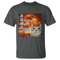 ADHD Cat Meme T Shirt Funny Kitty Flames Neurodivergent Gen Z - Wonder Print Shop