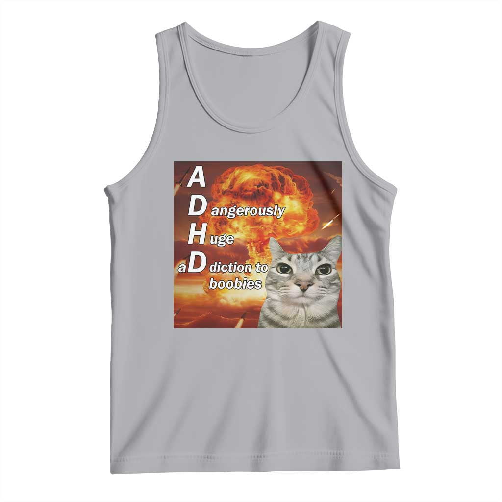 ADHD Cat Meme Tank Top Funny Kitty Flames Neurodivergent Gen Z - Wonder Print Shop