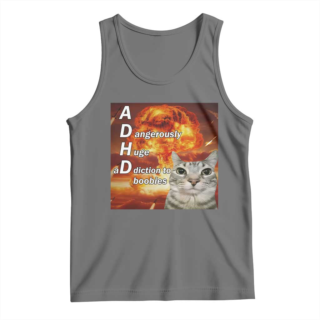 ADHD Cat Meme Tank Top Funny Kitty Flames Neurodivergent Gen Z - Wonder Print Shop