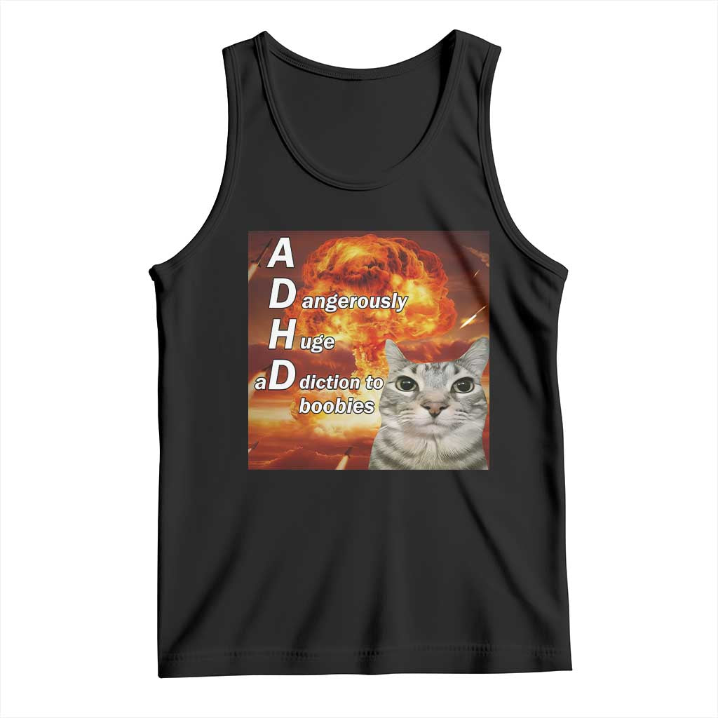 ADHD Cat Meme Tank Top Funny Kitty Flames Neurodivergent Gen Z - Wonder Print Shop