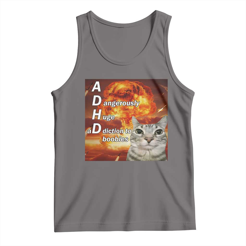 ADHD Cat Meme Tank Top Funny Kitty Flames Neurodivergent Gen Z - Wonder Print Shop
