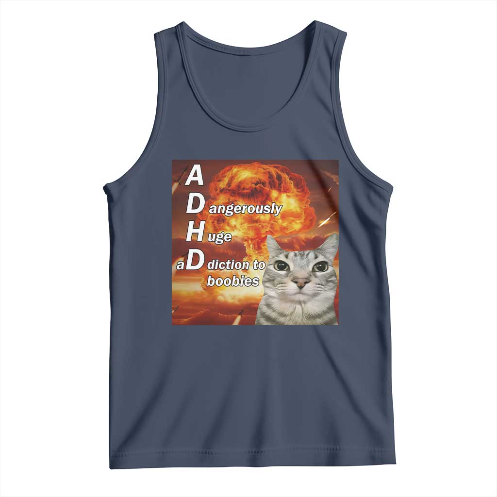 ADHD Cat Meme Tank Top Funny Kitty Flames Neurodivergent Gen Z - Wonder Print Shop