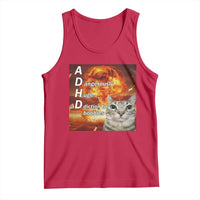 ADHD Cat Meme Tank Top Funny Kitty Flames Neurodivergent Gen Z - Wonder Print Shop