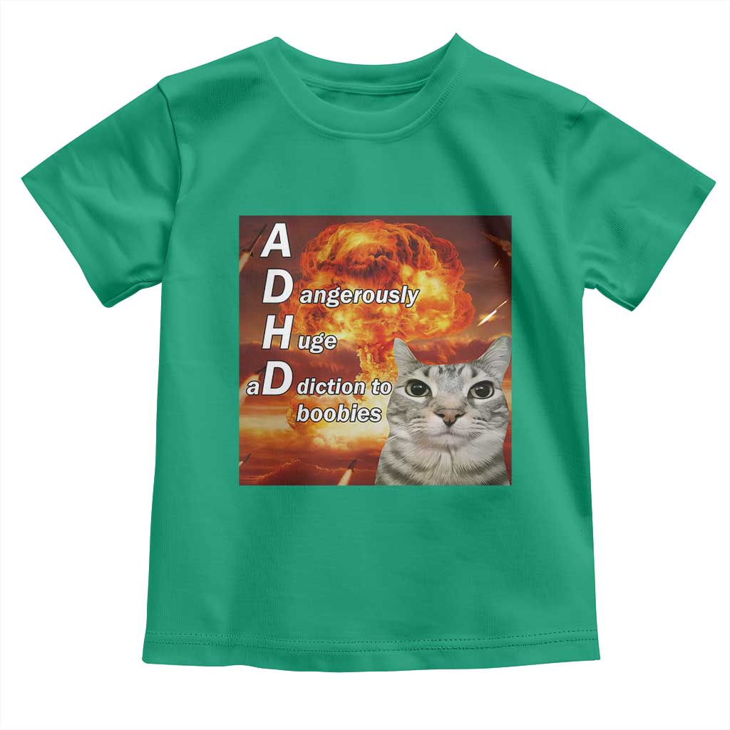 ADHD Cat Meme Toddler T Shirt Funny Kitty Flames Neurodivergent Gen Z - Wonder Print Shop