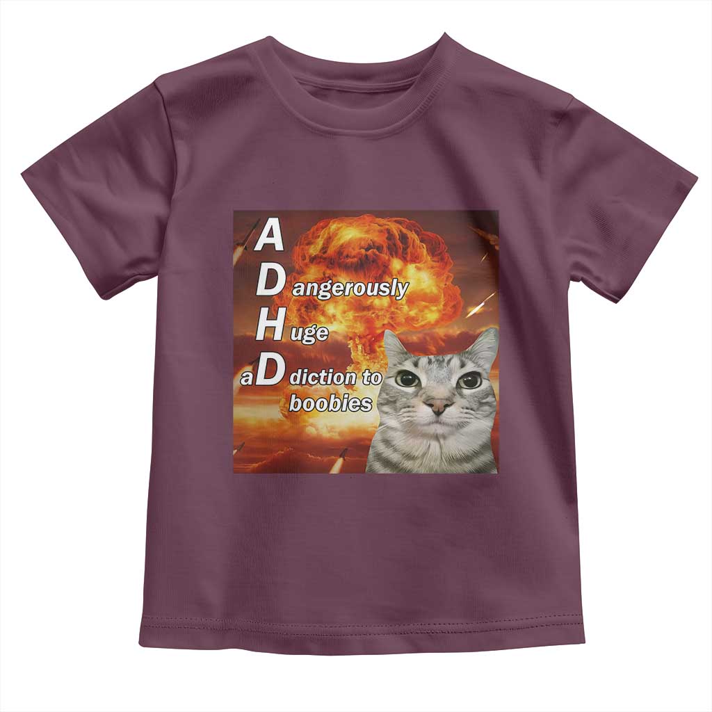 ADHD Cat Meme Toddler T Shirt Funny Kitty Flames Neurodivergent Gen Z - Wonder Print Shop