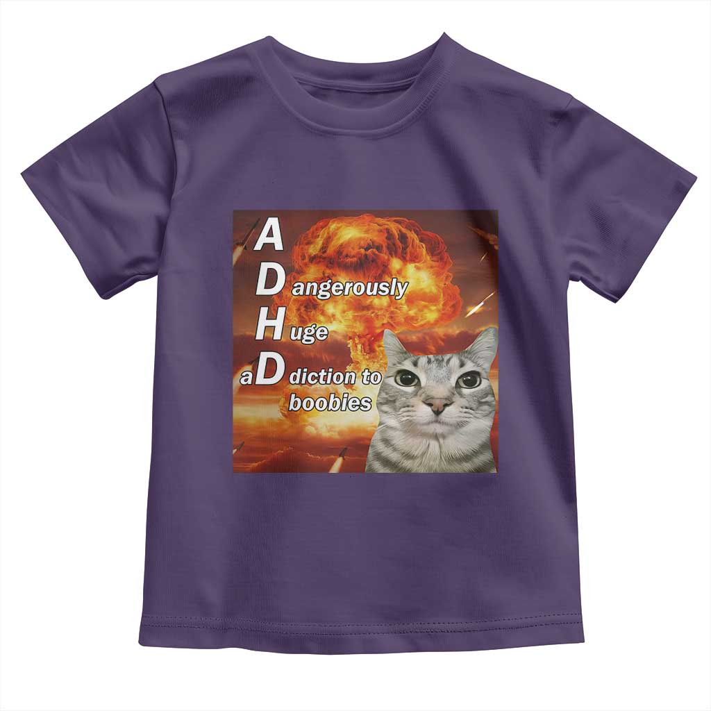ADHD Cat Meme Toddler T Shirt Funny Kitty Flames Neurodivergent Gen Z - Wonder Print Shop