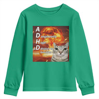 ADHD Cat Meme Youth Sweatshirt Funny Kitty Flames Neurodivergent Gen Z - Wonder Print Shop