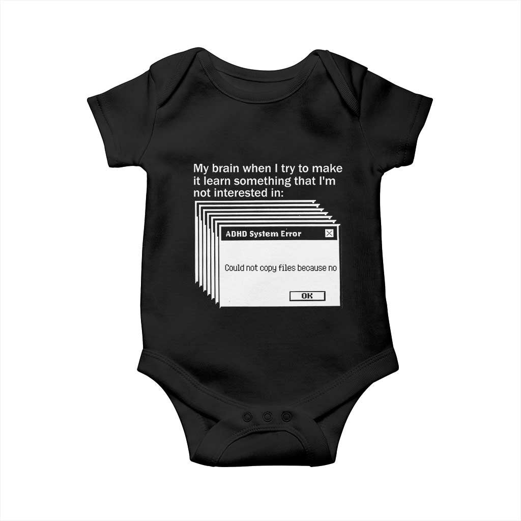 ADHD Meme Baby Onesie Funny System Error Neurodivergent Humor - Wonder Print Shop