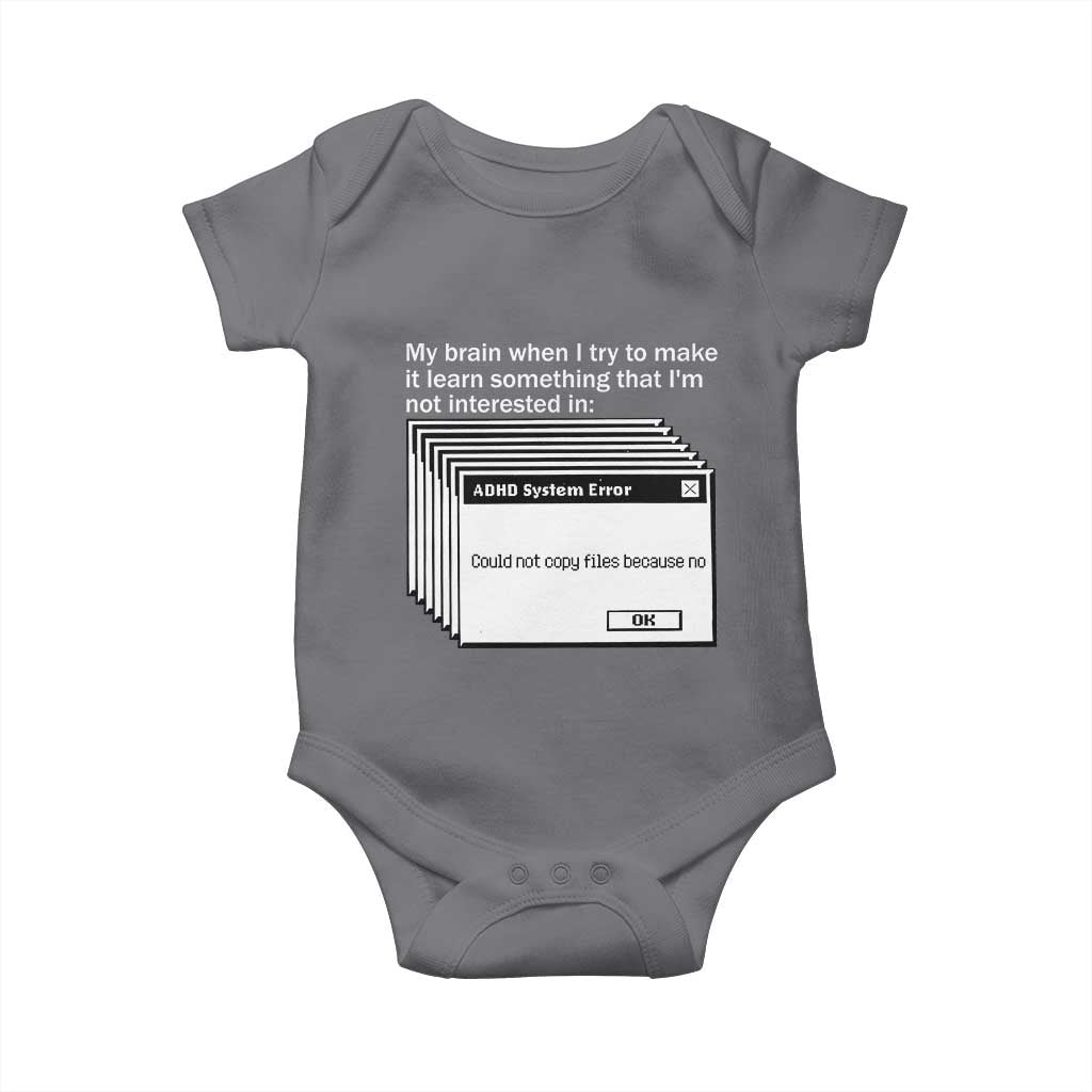 ADHD Meme Baby Onesie Funny System Error Neurodivergent Humor - Wonder Print Shop