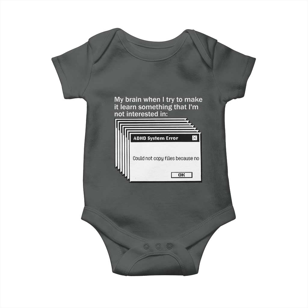 ADHD Meme Baby Onesie Funny System Error Neurodivergent Humor - Wonder Print Shop