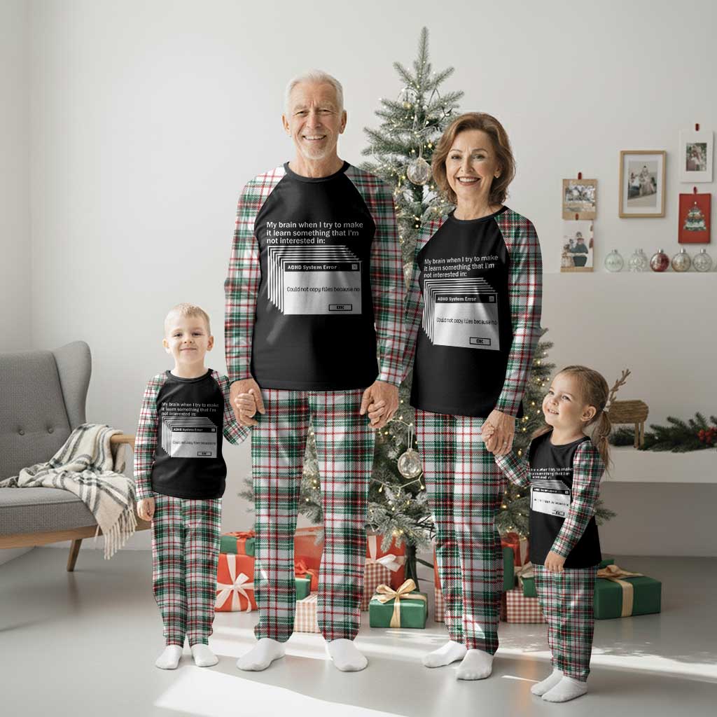 ADHD Meme Plaid Pajama Set Funny System Error Neurodivergent Humor - Wonder Print Shop