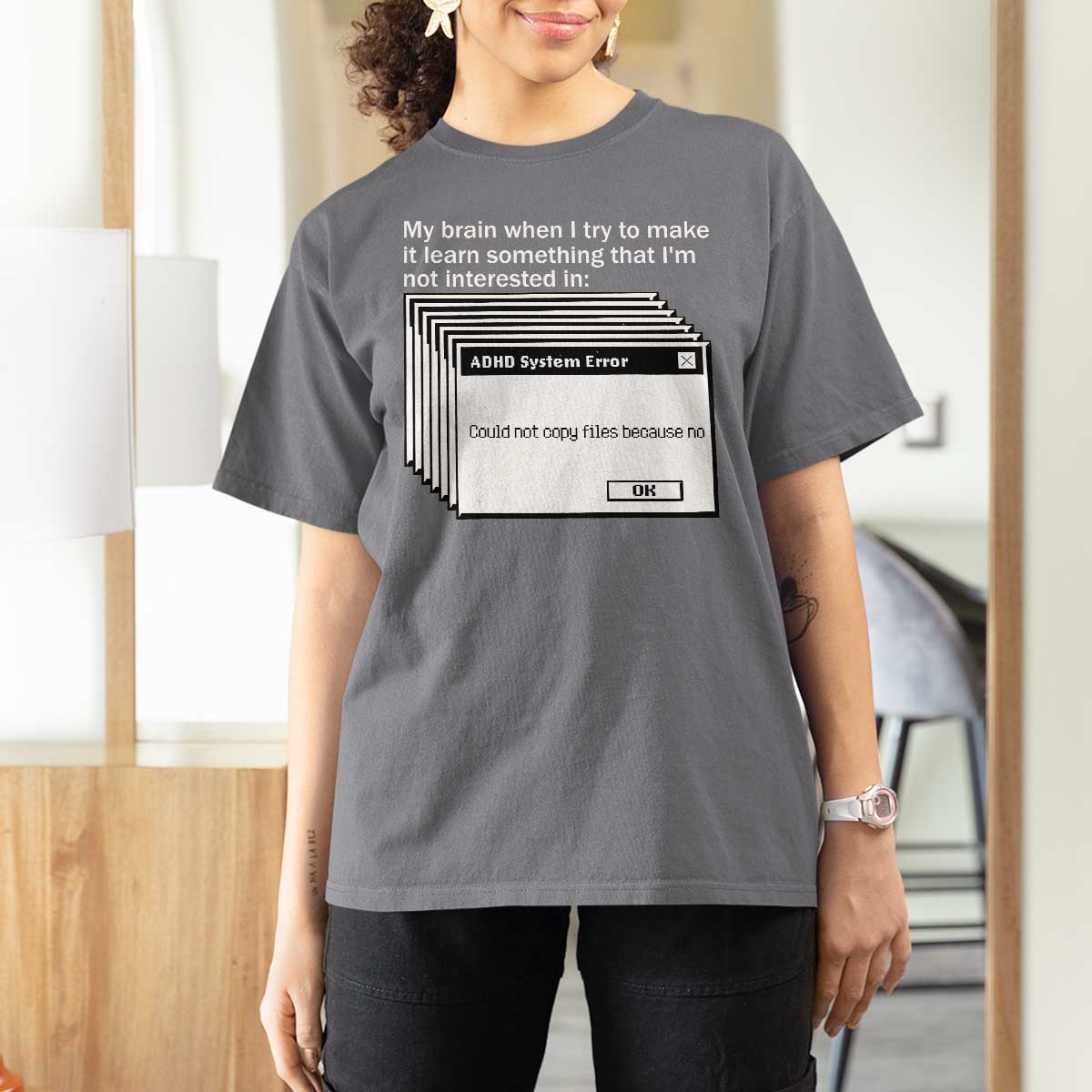 ADHD Meme T Shirt For Women Funny System Error Neurodivergent Humor - Wonder Print Shop