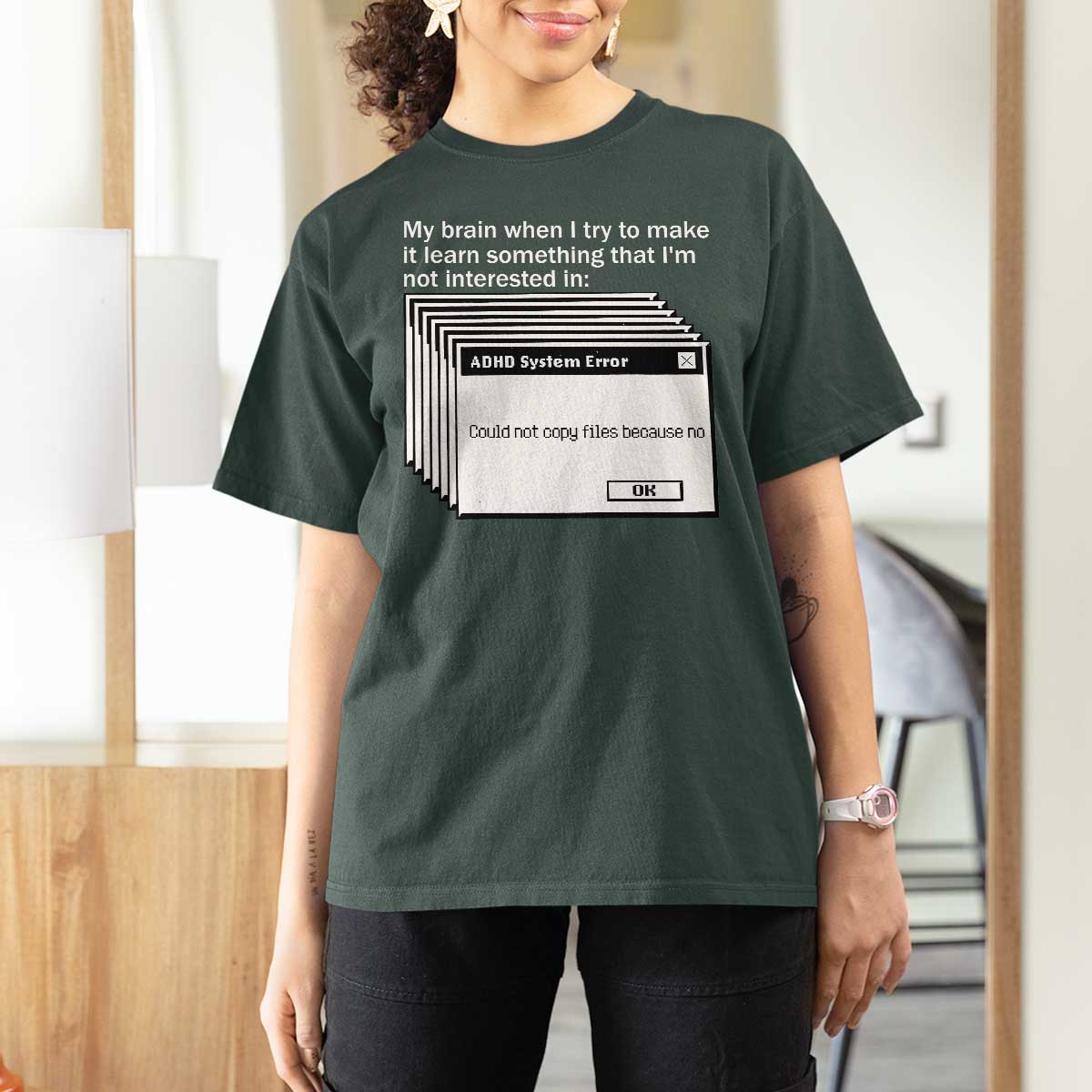 ADHD Meme T Shirt For Women Funny System Error Neurodivergent Humor - Wonder Print Shop