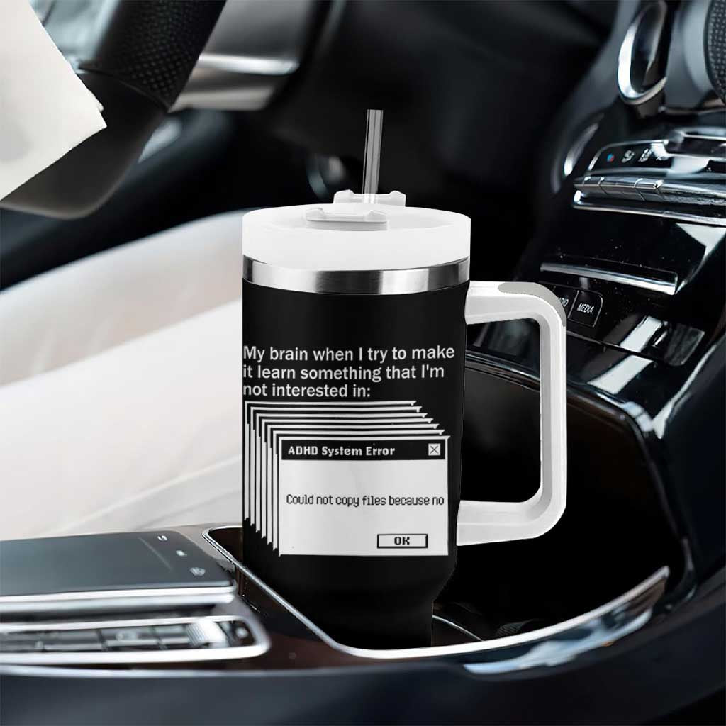 ADHD Meme Tumbler With Handle Funny System Error Neurodivergent Humor - Wonder Print Shop