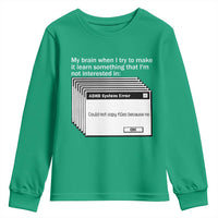 ADHD Meme Youth Sweatshirt Funny System Error Neurodivergent Humor - Wonder Print Shop