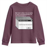 ADHD Meme Youth Sweatshirt Funny System Error Neurodivergent Humor - Wonder Print Shop