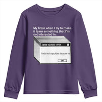 ADHD Meme Youth Sweatshirt Funny System Error Neurodivergent Humor - Wonder Print Shop