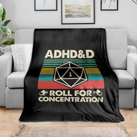 ADHD&D Roll for Concentration Throw Blanket Retro 90s ADHD Roll For Concentration Funny Gamer - Wonder Print Shop