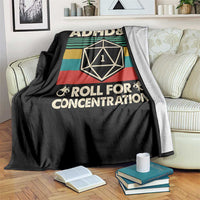 ADHD&D Roll for Concentration Throw Blanket Retro 90s ADHD Roll For Concentration Funny Gamer - Wonder Print Shop