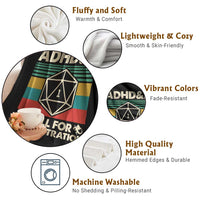 ADHD&D Roll for Concentration Throw Blanket Retro 90s ADHD Roll For Concentration Funny Gamer - Wonder Print Shop
