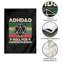 ADHD&D Roll for Concentration Garden Flag Retro 90s ADHD Roll For Concentration Funny Gamer - Wonder Print Shop