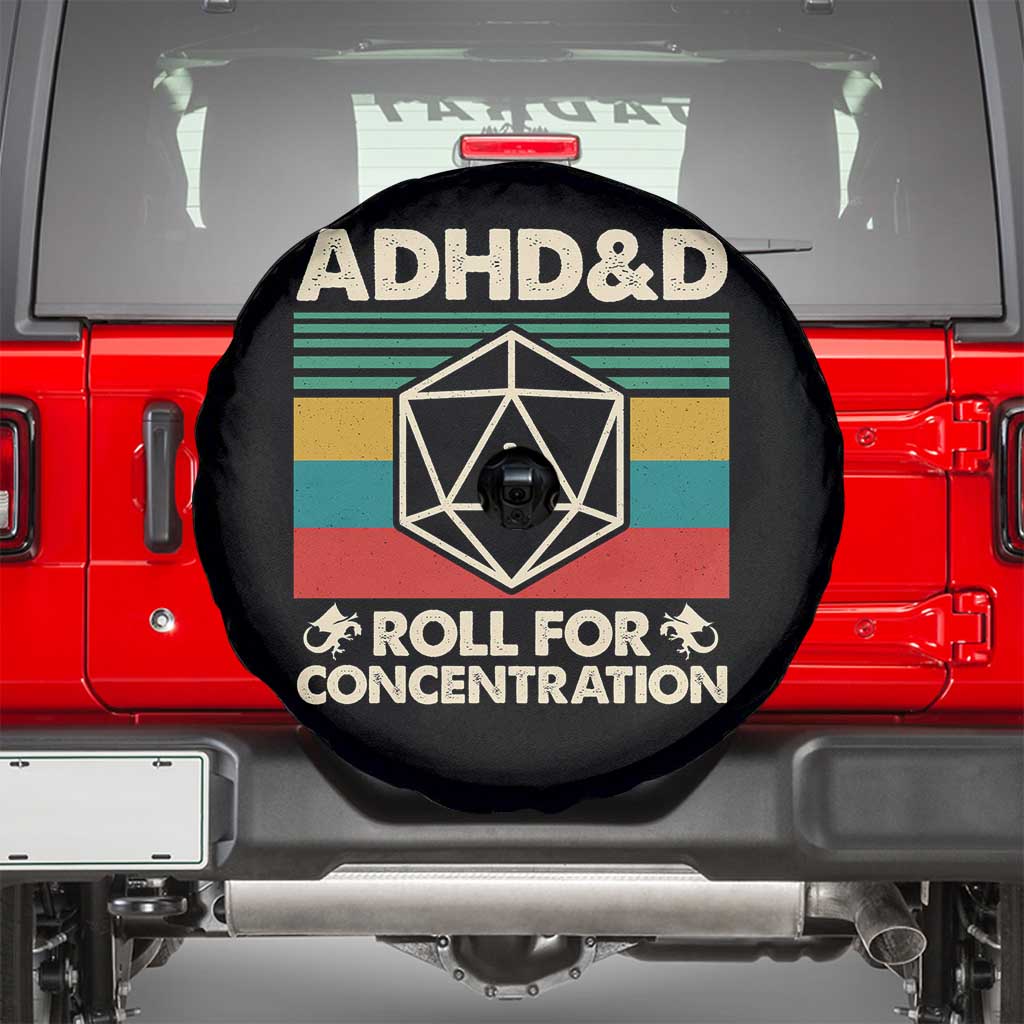 ADHD&D Roll for Concentration Spare Tire Cover Retro 90s ADHD Roll For Concentration Funny Gamer - Wonder Print Shop